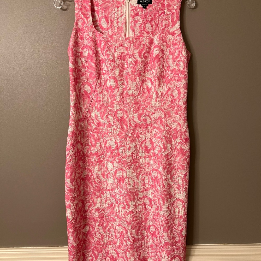 Worth Pink Lace Patterned Dress